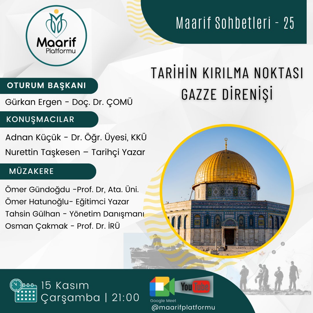 Maarif Sohbetlerinde Bu Hafta Gazze Direnişi Konuşuldu